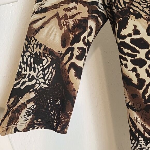 Notations Brown & Beige Animal Print Tunic with Long Cowl Neck, Size 1X - Picture 5 of 10